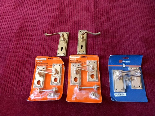 Brass door handle pairs - 4,
