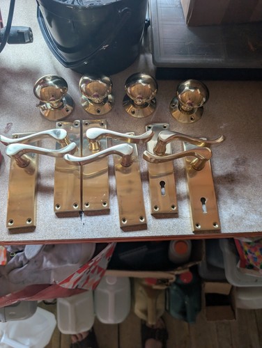 Brass door handles - brass,